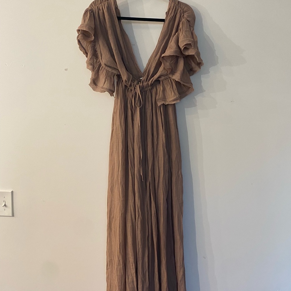 Button Down Ruffle Maxi Dress